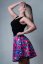 Šaty na ramínka s půlkolovou sukní - modrorůžové květy - Velikost: XL