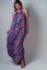 Maxi šaty s páskem - modrorůžové květy - Univerzální velikost: univerzální velikost