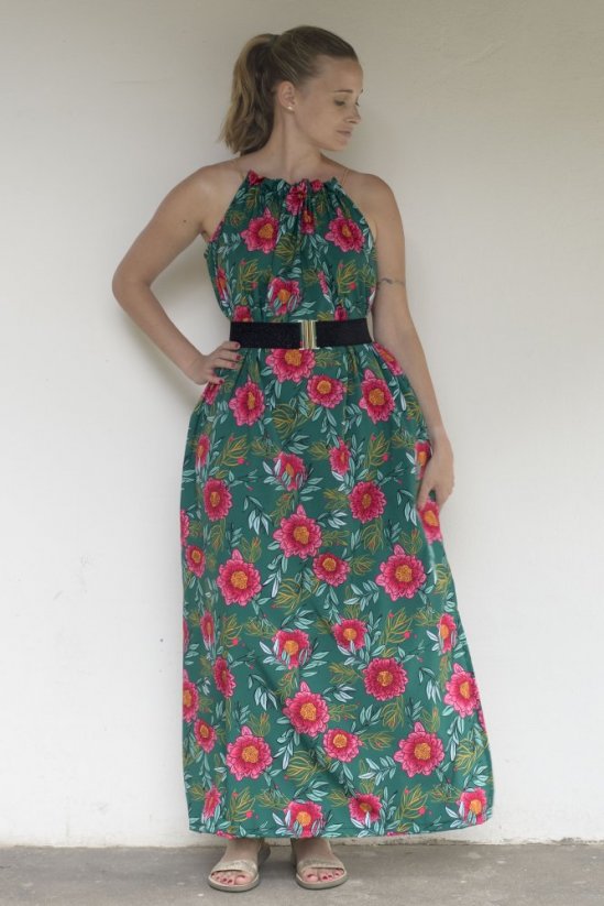 Maxi šaty s páskem - Dvorkah.art svěží zelené