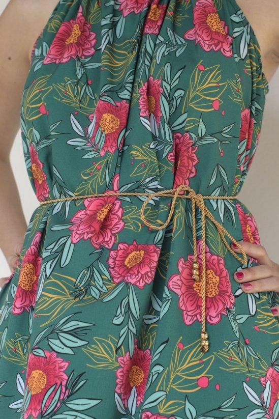 Maxi šaty s páskem - Dvorkah.art svěží zelené - Velikost: univerzální
